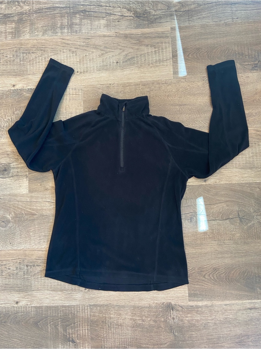 Women's Black Quarter-Zip Fleece Pullover Medium Sports Winter Cozy